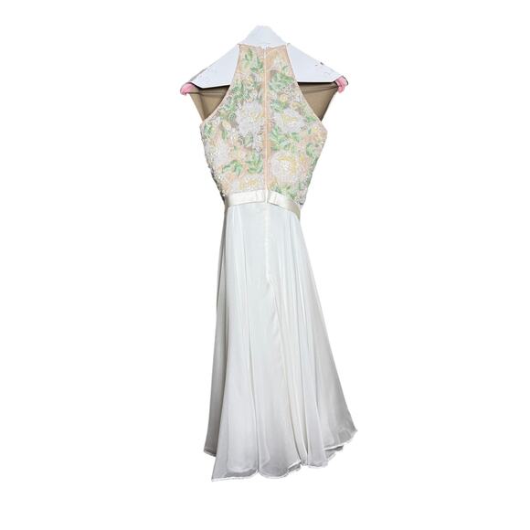 Sherri Hill Floral Beaded Mini Dress – Beaded Bodice, Chiffon Skirt, Size 2 - Picture 5 of 13
